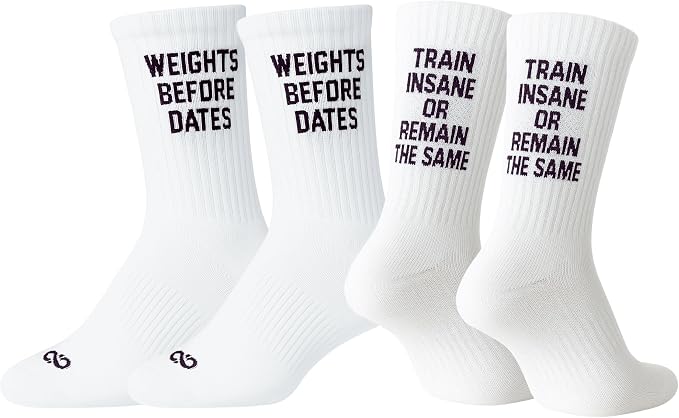 Soul8 Studio Cotton Crew Socks for Running Athletic Gym, Unisex & Women, Fun Inspirational Gift (US, Numeric, 6, 8.5, Regular, Regular, 2 Pairs: Goal Digger & Look Like A Beauty)