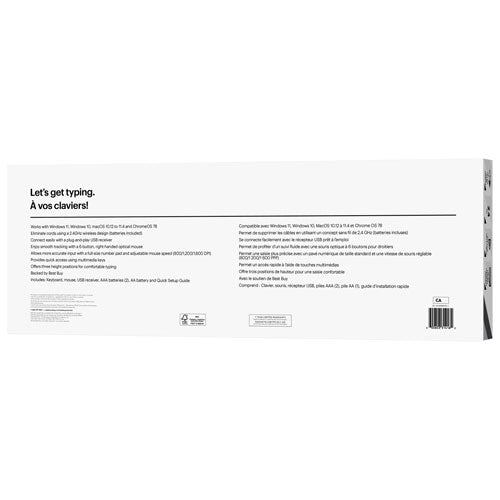 Best Buy Essentials Wireless 2.4G Ergonomic Keyboard & Mouse Combo - English