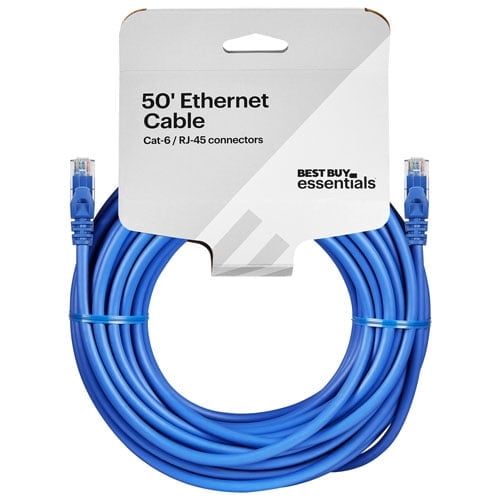 Best Buy Essentials 15.25m (50 ft.) Cat-6 Ethernet Cable (BE-PEC6ST50-C) – High-Speed Gigabit RJ45 Network Cable for Router, Modem, PC & Gaming – Blue