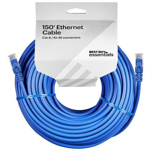 Best Buy Essentials 15.25m (50 ft.) Cat-6 Ethernet Cable (BE-PEC6ST50-C) – High-Speed Gigabit RJ45 Network Cable for Router, Modem, PC & Gaming – Blue