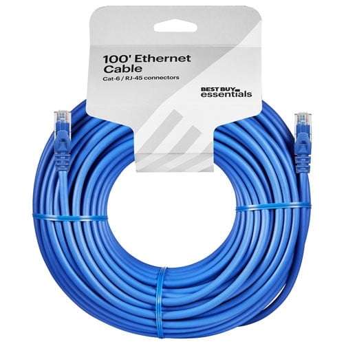 Best Buy Essentials 15.25m (50 ft.) Cat-6 Ethernet Cable (BE-PEC6ST50-C) – High-Speed Gigabit RJ45 Network Cable for Router, Modem, PC & Gaming – Blue
