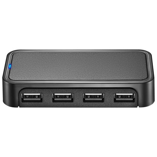 Best Buy Essentials 4-Port USB 2.0 Hub (BE-PH2A4AP-C) – USB-A Expansion Hub for Laptops, PCs & Desktop Computers