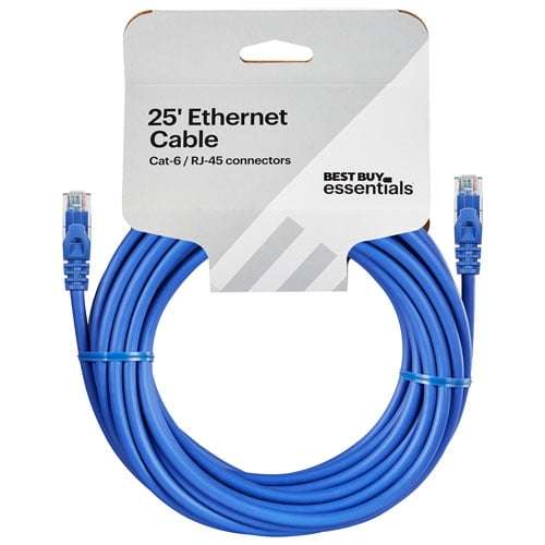 Best Buy Essentials 15.25m (50 ft.) Cat-6 Ethernet Cable (BE-PEC6ST50-C) – High-Speed Gigabit RJ45 Network Cable for Router, Modem, PC & Gaming – Blue