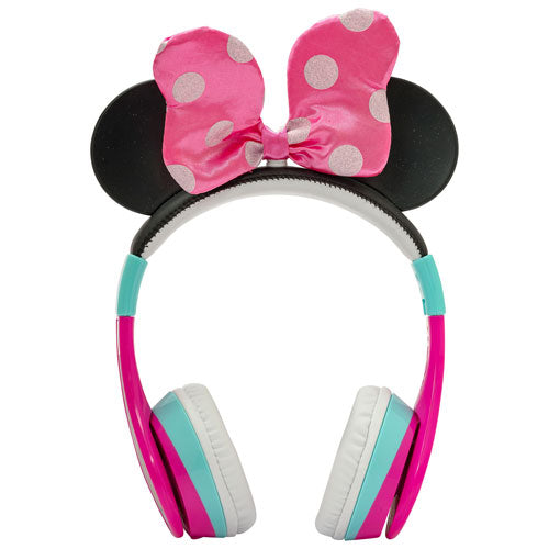 KIDdesigns Minnie Mouse Bluetooth Kids Headphones, Wireless Over-Ear Headphones with Volume Limiting
