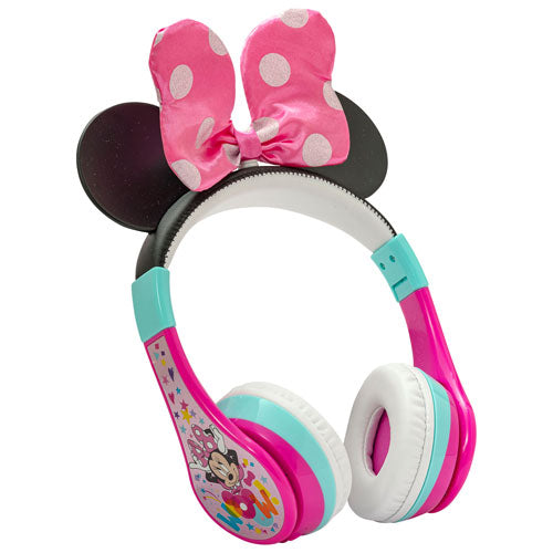 KIDdesigns Minnie Mouse Bluetooth Kids Headphones, Wireless Over-Ear Headphones with Volume Limiting