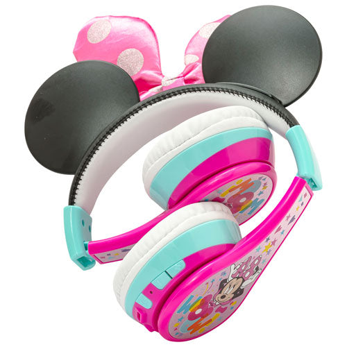 KIDdesigns Minnie Mouse Bluetooth Kids Headphones, Wireless Over-Ear Headphones with Volume Limiting