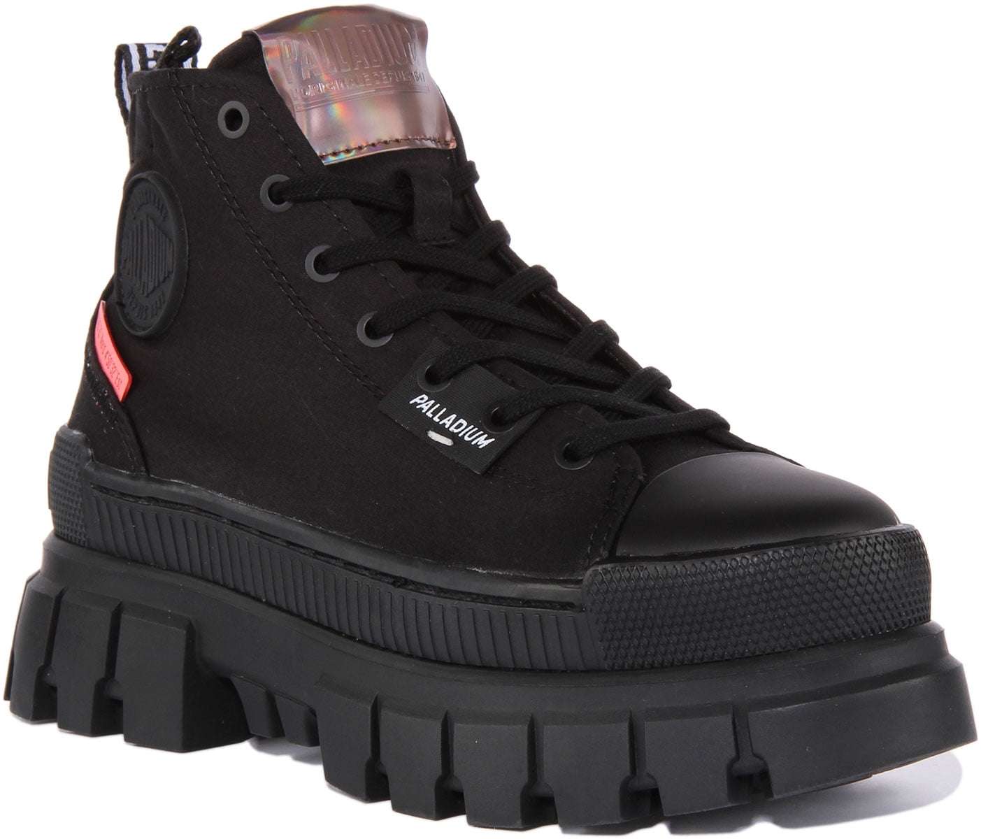 Palladium Revolt Boot Tx Women's Lace Up Canvas Vegan Ankle Boot In Black Size 6