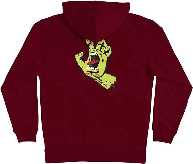 Santa Cruz Screaming Hand Pullover Hoodie, Maroon, Size M