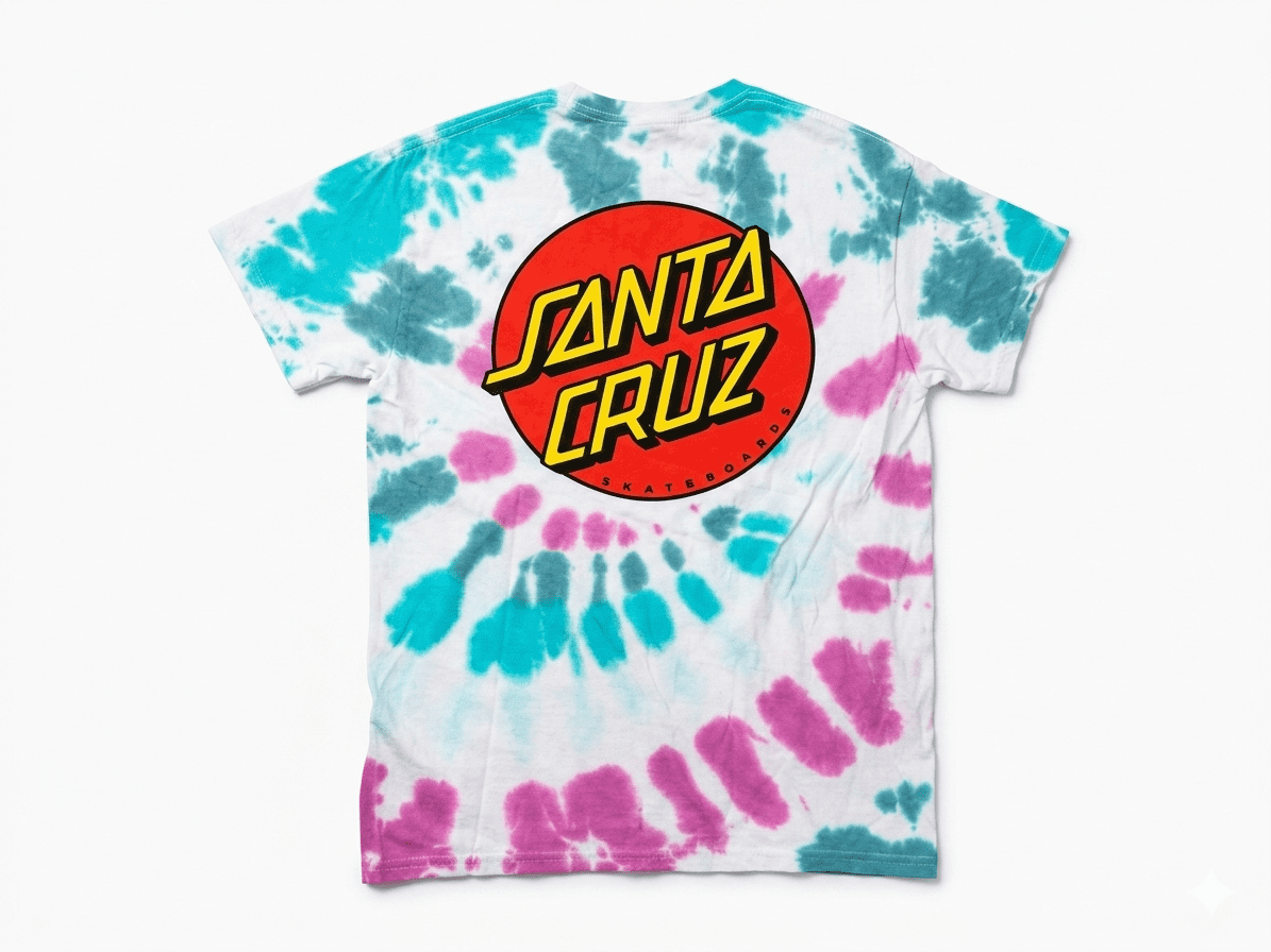 Santa Cruz Tie-Dye Graphic T-Shirt, White/Pink/Teal, Size: S