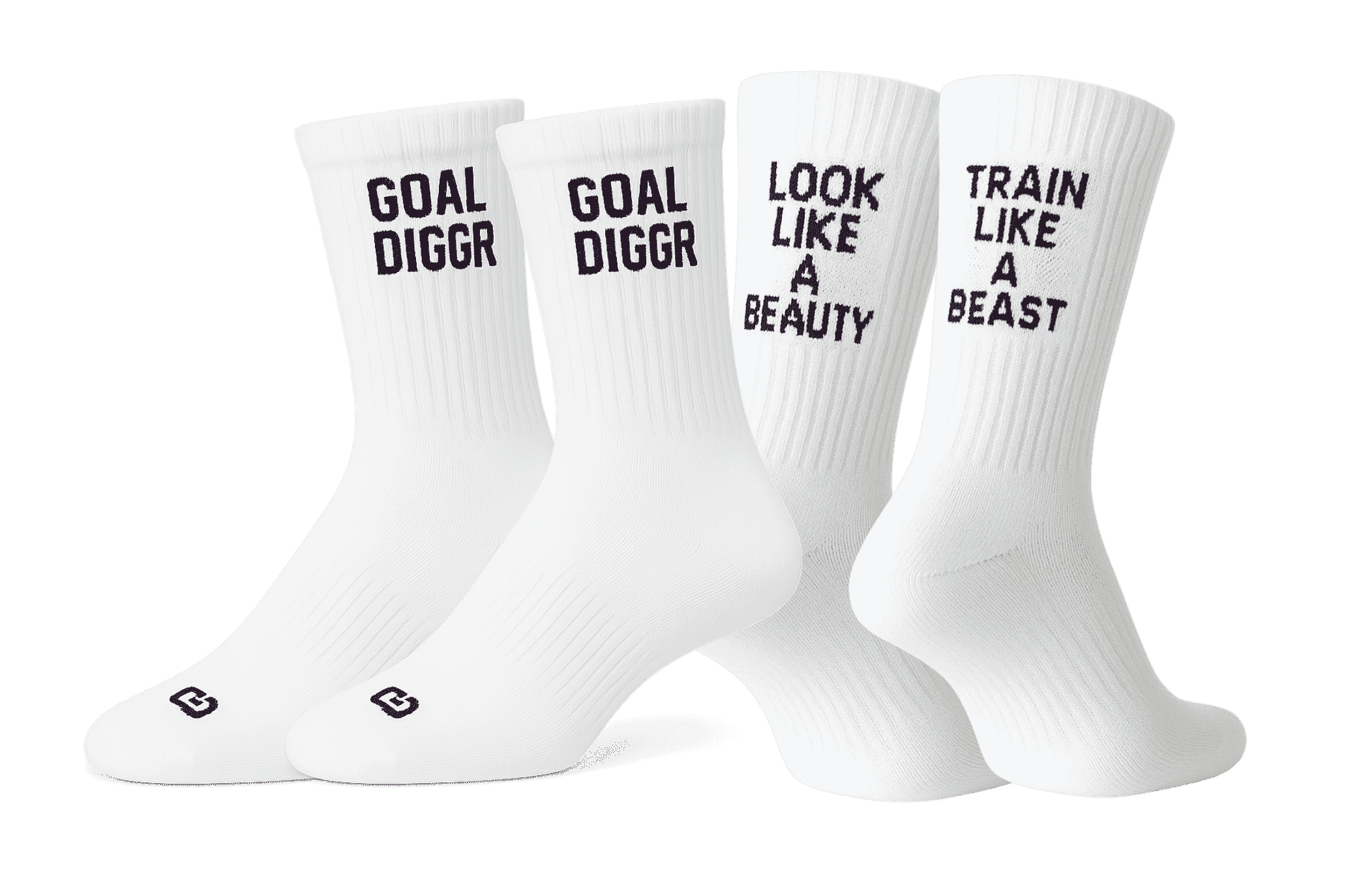 Soul8 Studio Cotton Crew Socks for Running Athletic Gym, Unisex & Women, Fun Inspirational Gift (US, Numeric, 6, 8.5, Regular, Regular, 2 Pairs: Goal Digger & Look Like A Beauty)