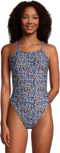 Speedo Women's Floral One-Piece Swimsuit – High Cut, Scoop Neck, Adjustable Strap Bathing Suit Size 34
