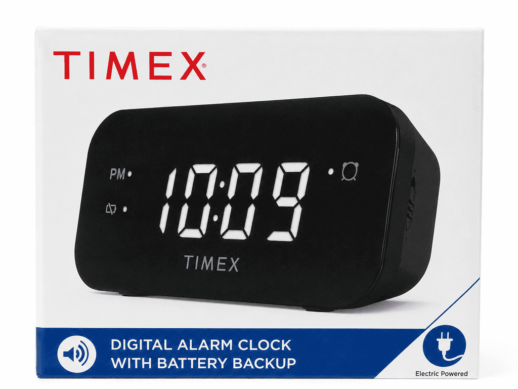 TIMEX Digital Alarm Clock with White LED Display