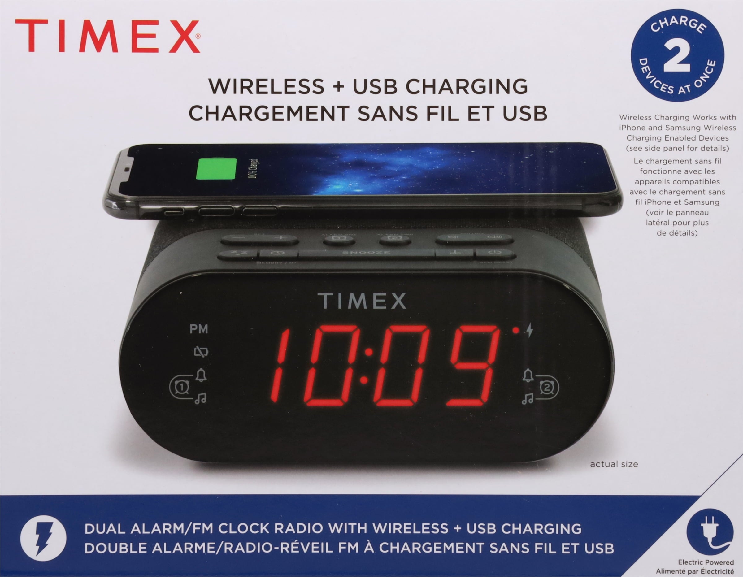 TIMEX Digital Alarm Clock with White LED Display