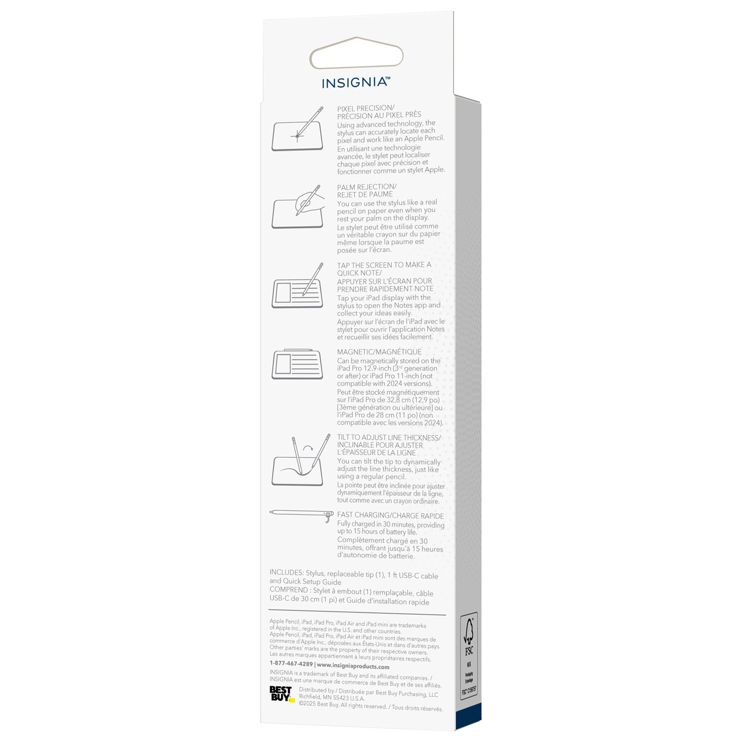 Insignia Active Stylus for iPad, Precision Digital Touch Pen for Writing, Drawing and Note Taking – White