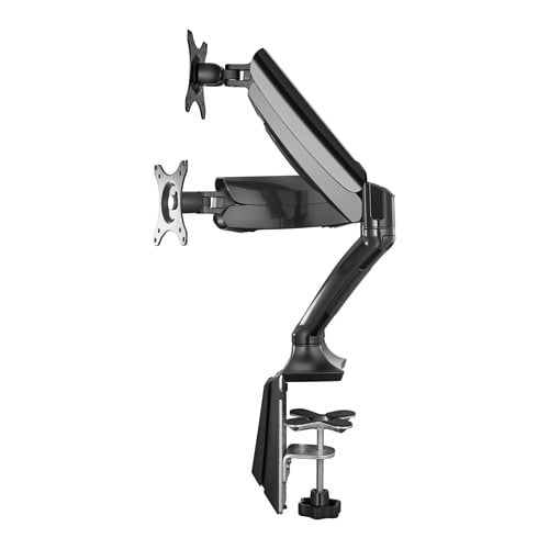 Insignia 32" Full-Motion Dual Monitor Mount Bundle with 6 ft HDMI to DVI Cable – Adjustable Desk Clamp Stand, Tilt/Swivel/Rotate, VESA Compatible (Black)