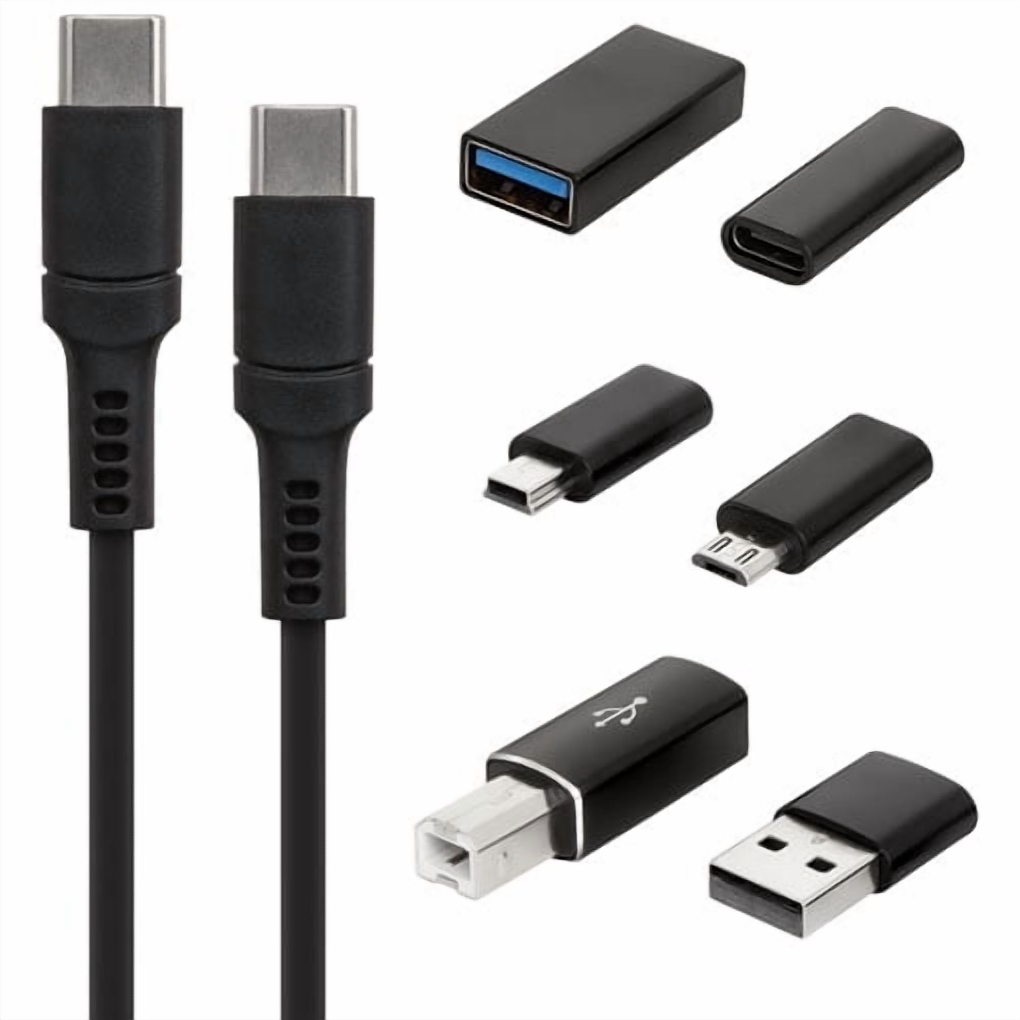 Helix 1.8m (6 ft.) 60W USB Cable with Universal Adapter Kit (ETHCKIT) | Fast Charging & Data Transfer Cable Set