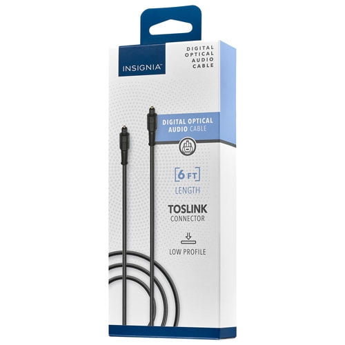 Insignia 1.8m (6 ft.) Digital Optical Audio Cable, Toslink SPDIF Cable for Soundbar, TV, Home Theatre – Black