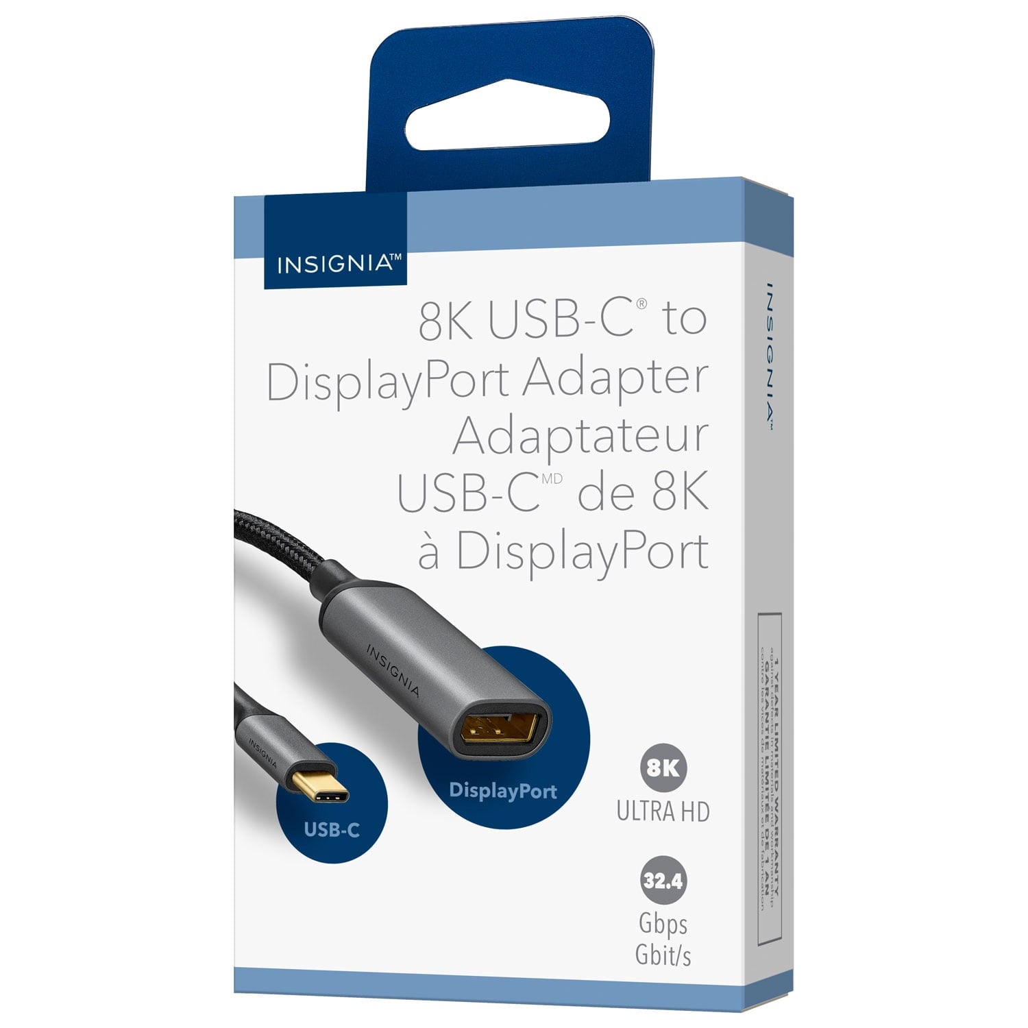 Insignia USB-C to DisplayPort 1.4 8K Adapter (NS-PCUCDPB26-C) – 8K Ultra HD Video, Plug-and-Play, Black