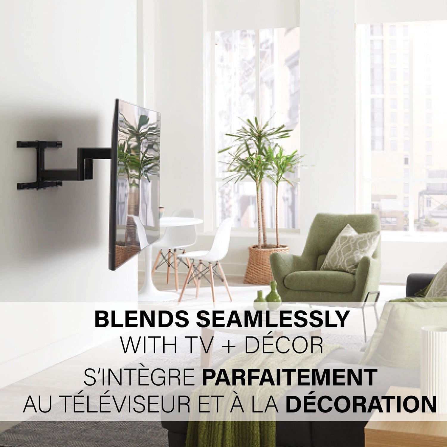 SANUS Accents Full-Motion TV Wall Mount for 42"–85" TVs, Swivel, Tilt, Extendable, Black (ALF325-B3)