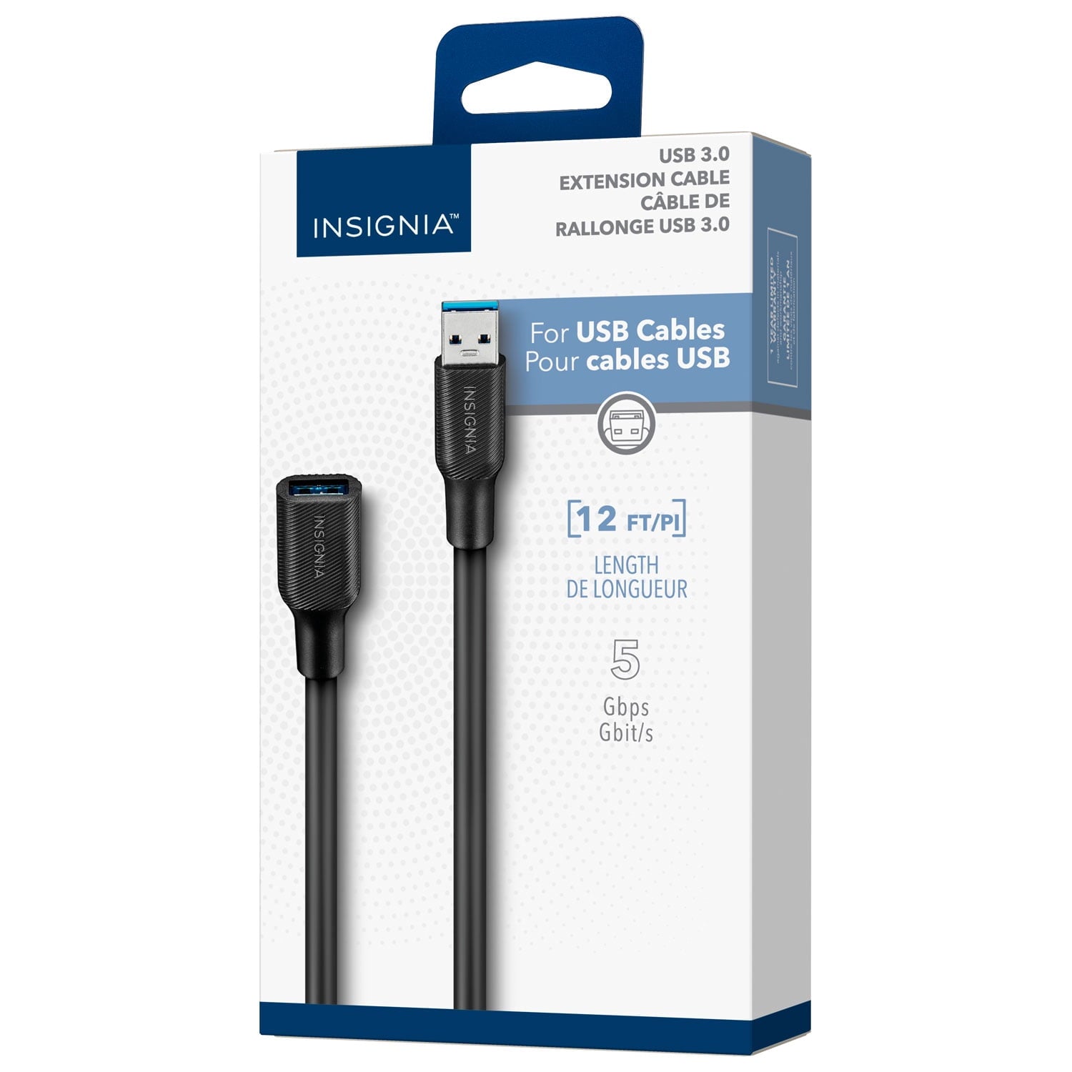 Insignia 3.6m (12 ft.) USB-A 3.0 Extension Cable – NS-PC3A3A12-C – Black