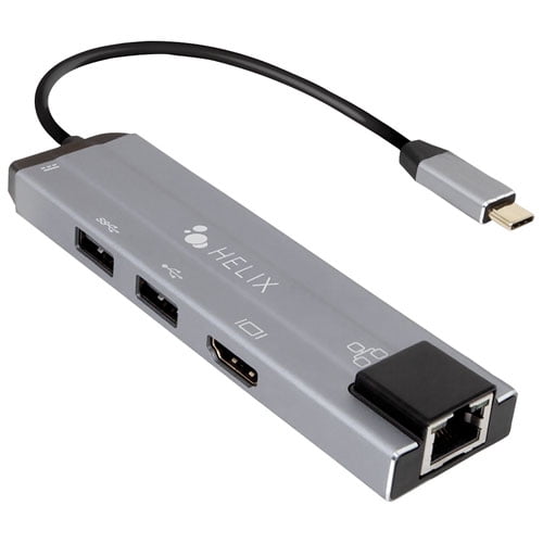 Helix 5-in-1 USB-C Multiport Adapter with HDMI, USB-C, USB-A & LAN Connectivity for Laptop & Tablet – ETHHUB7
