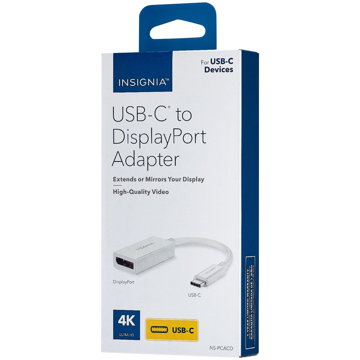 Insignia USB-C to DisplayPort Adapter, Supports 4K Video Output, Black