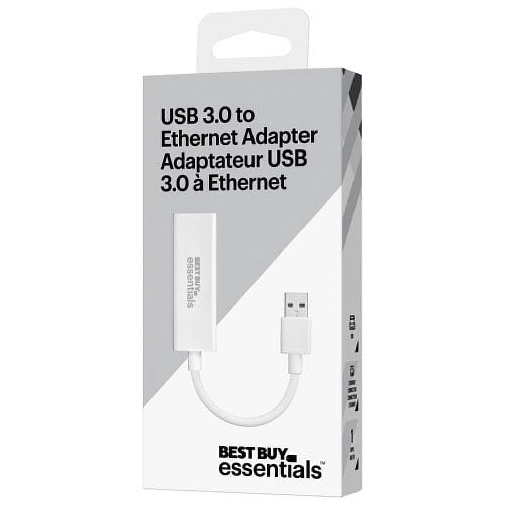 Best Buy Essentials USB 3.0 to Ethernet Adapter – BE-PA3U6E-C – High-Speed Wired Network Connection