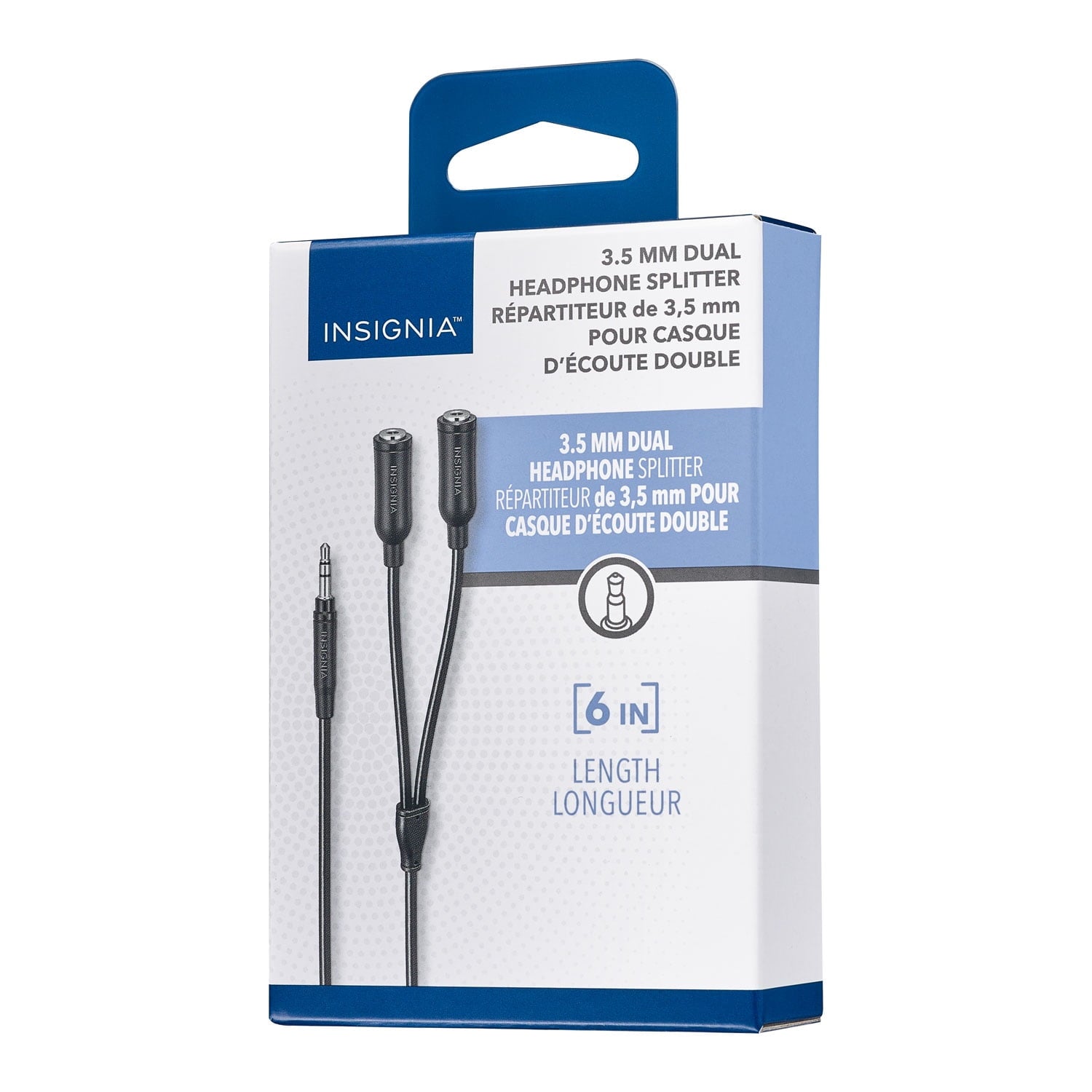 Insignia Dual Headphone Splitter – 3.5mm Audio Adapter for Sharing Music with Two Headphones