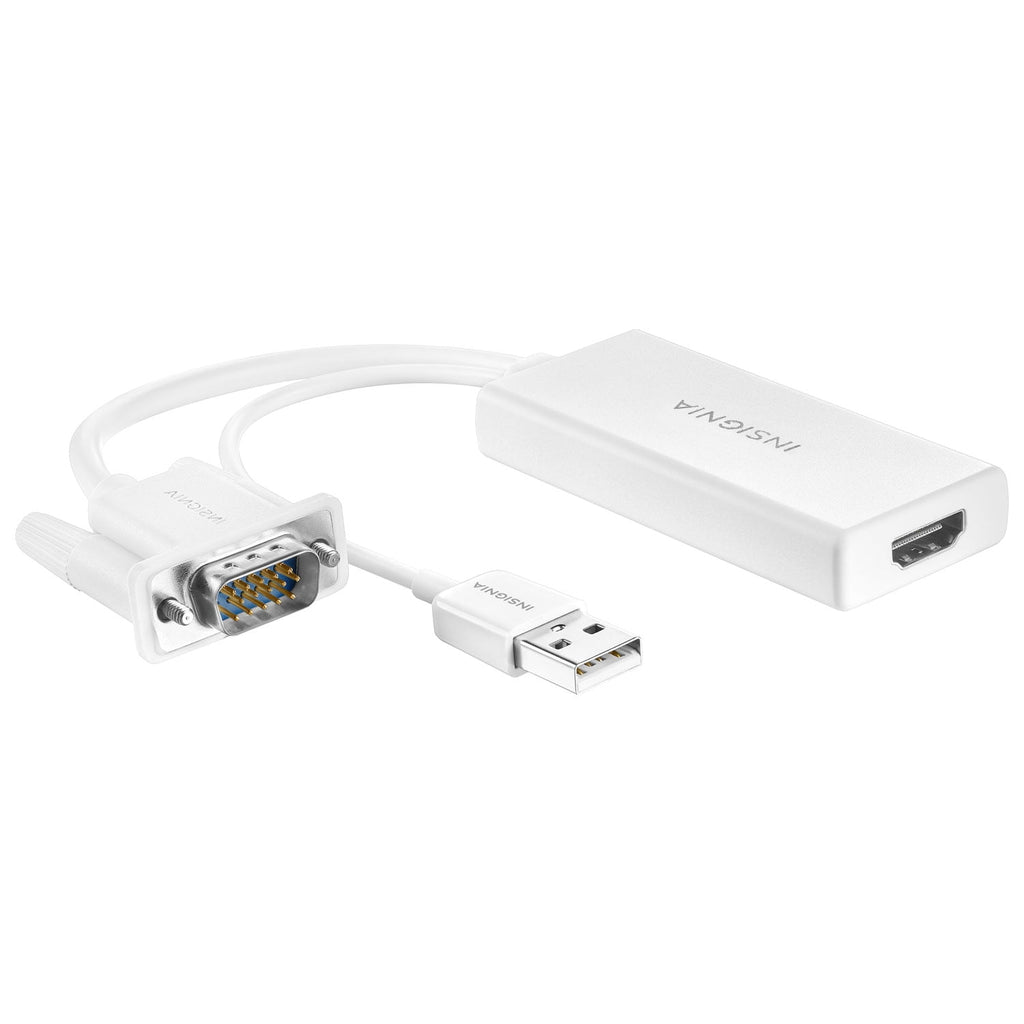 Insignia VGA to HDMI Adapter, 1080p Full HD Output to TV Monitor, Active Male VGA in Female HDMI 1080p Video Adaptador for Computer, Laptop, Projector