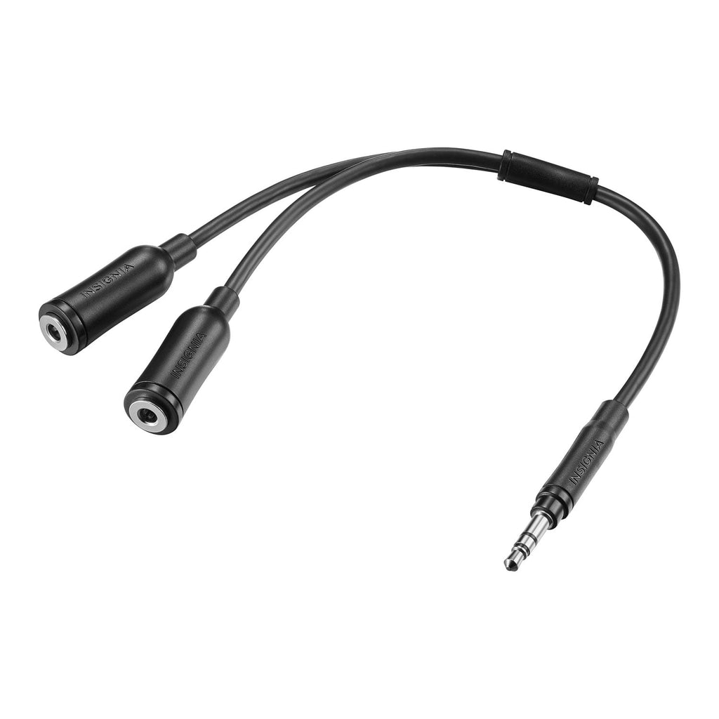 Insignia Dual Headphone Splitter – 3.5mm Audio Adapter for Sharing Music with Two Headphones