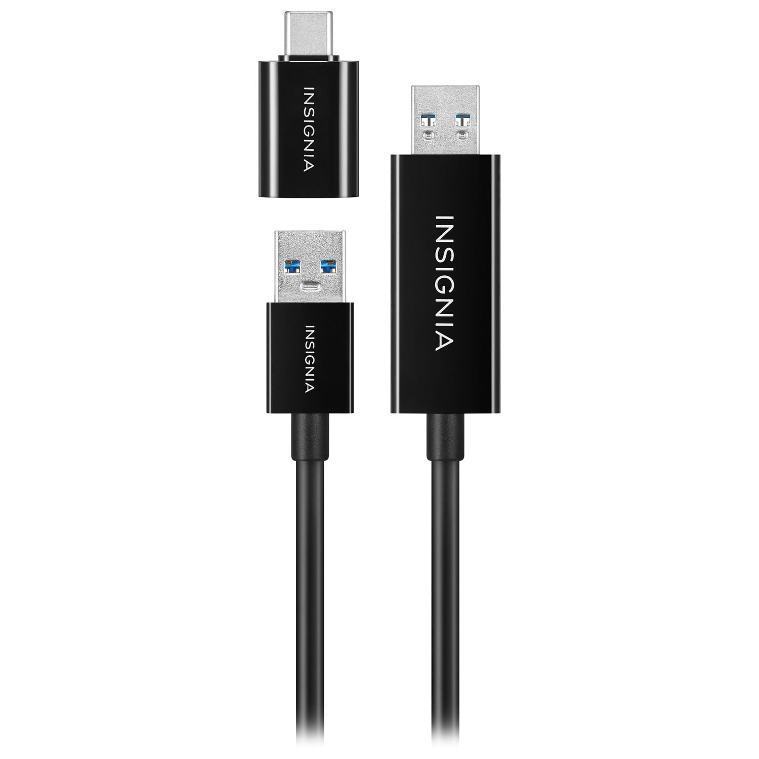Insignia USB 3.0 C-to-C 1.83m (6 ft.) Cable with USB-C Adapter (NS-PCK336C-C) – High-Speed Data & Charging – Black
