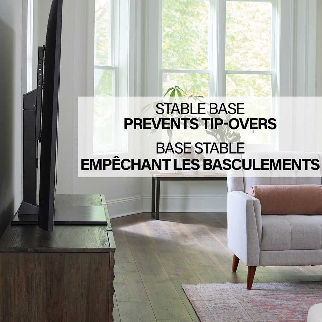 Sanus Systems Table Top TV Stand with Swivel TV Mount for 40"–86" TVs, Adjustable Height, Black (BSTV2-B3)