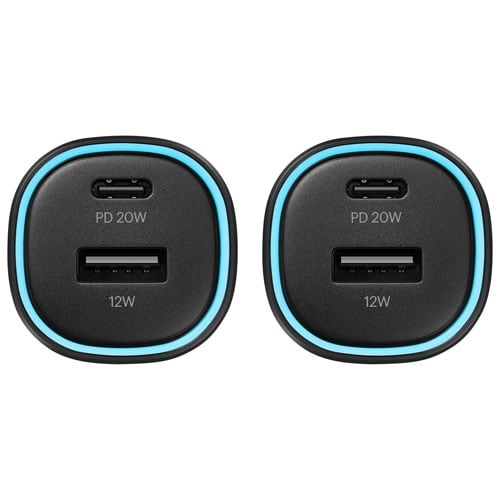 Insignia 32W Dual USB-C/USB-A Car Charger - 2 Pack - Black