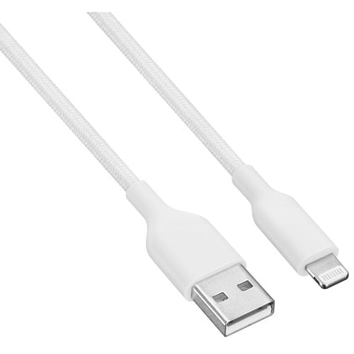 Best Buy Essentials 1.8m (5.9 ft.) Braided USB-A to Lightning Cable (BE-MCA6ALW-C -White