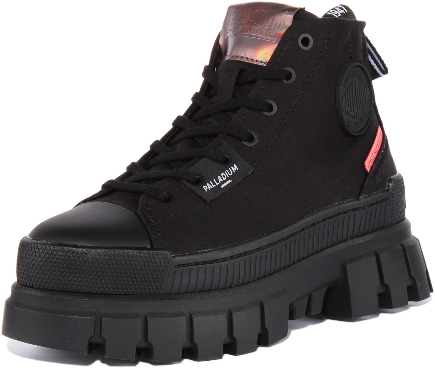 Palladium Revolt Boot Tx Women's Lace Up Canvas Vegan Ankle Boot In Black Size 6