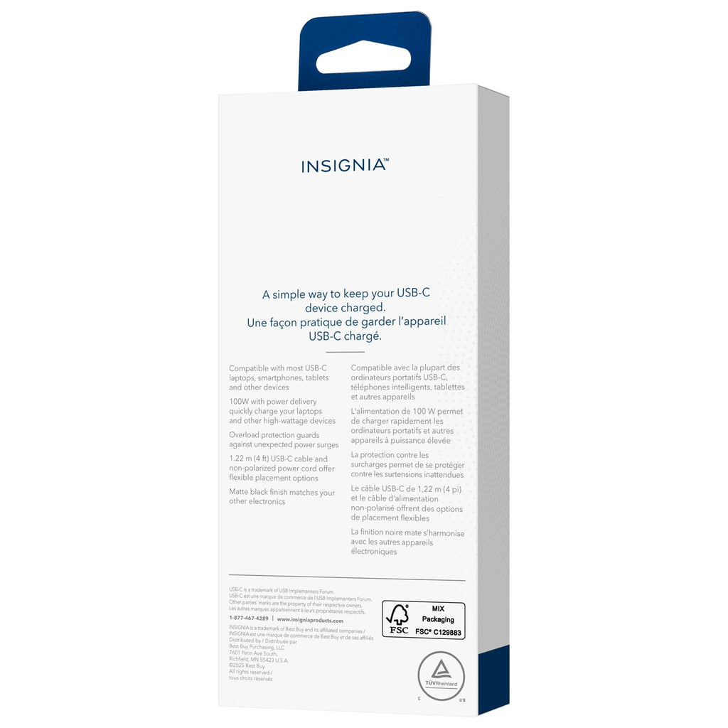 Insignia 100W USB-C Laptop Charger – NS-LPAC100AW6-C