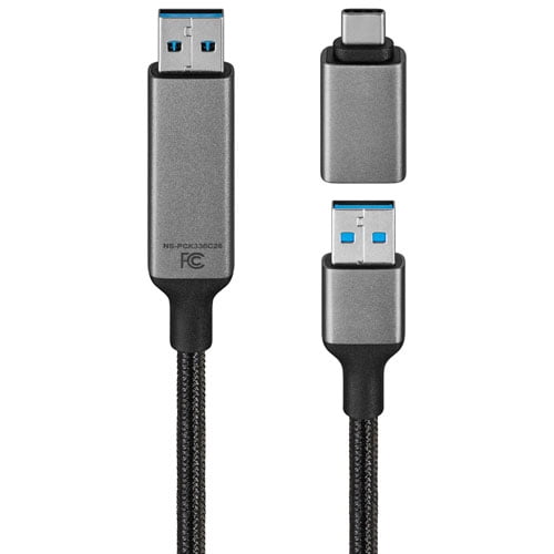 Insignia 1.83m (6 ft.) USB-A Cable with USB-C Adapter, Charge & Sync Cable for Compatible Devices – NS-PCK336C26-C