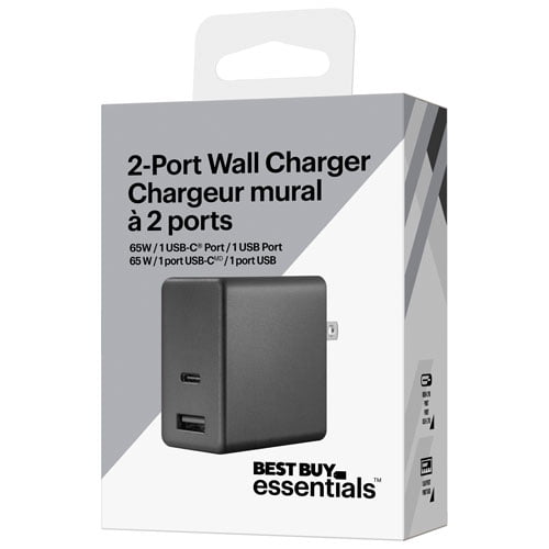 Best Buy Essentials 65W USB-C/USB-A Wall Charger Kit – BE-PW65ACB25-C – Fast Charging for Multiple Devices