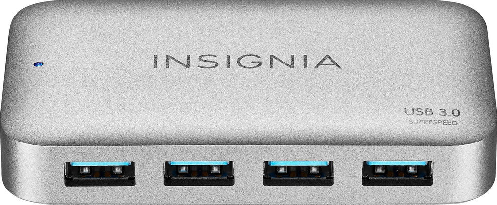 Insignia 4-Port USB 3.0 Hub with 5ft. Cable Power Supply, USB Splitter Expander for Laptop, Xbox, Flash Drive, HDD, Console, Printer, Camera, Keyborad, Mouse, MacBook, Surface, PC, Silver Grey