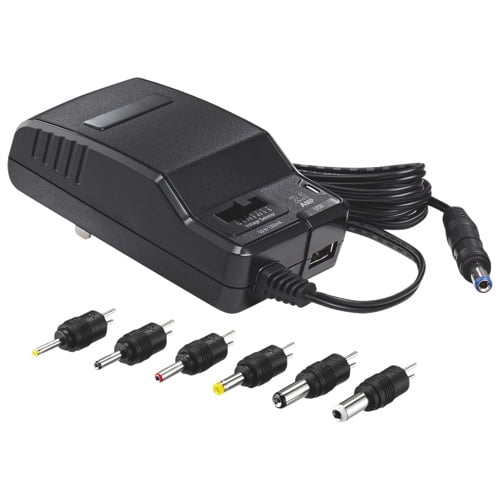 Insignia Universal Power Adapter with USB Charging Output – Black