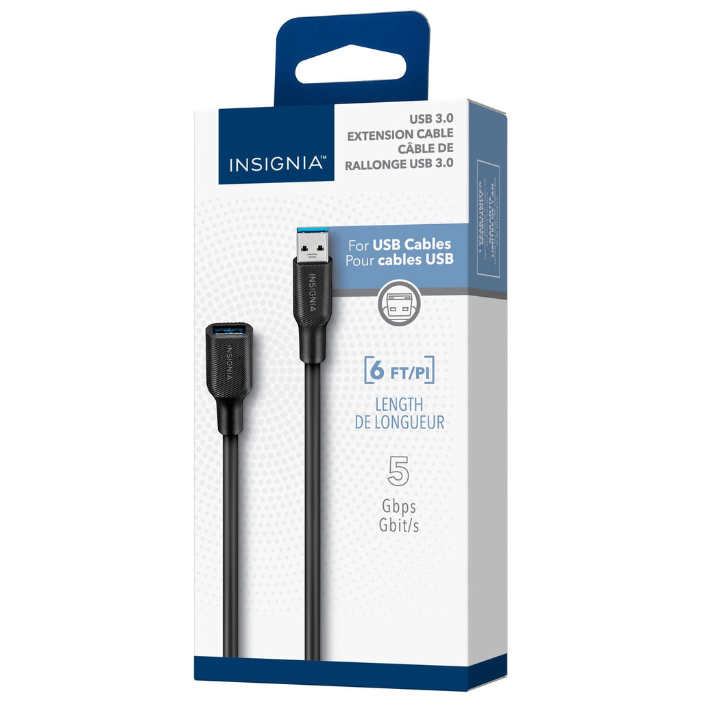 Insignia 1.8m (6 ft.) USB-A 3.0 Extension Cable – NS-PC3A3A6-C – Black