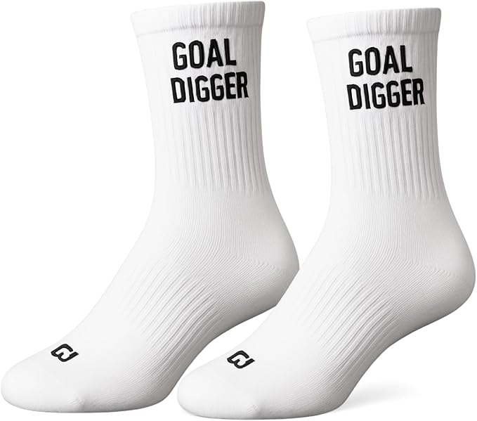 Soul8 Studio Cotton Crew Socks for Running Athletic Gym, Unisex & Women, Fun Inspirational Gift (US, Numeric, 6, 8.5, Regular, Regular, 2 Pairs: Goal Digger & Look Like A Beauty)