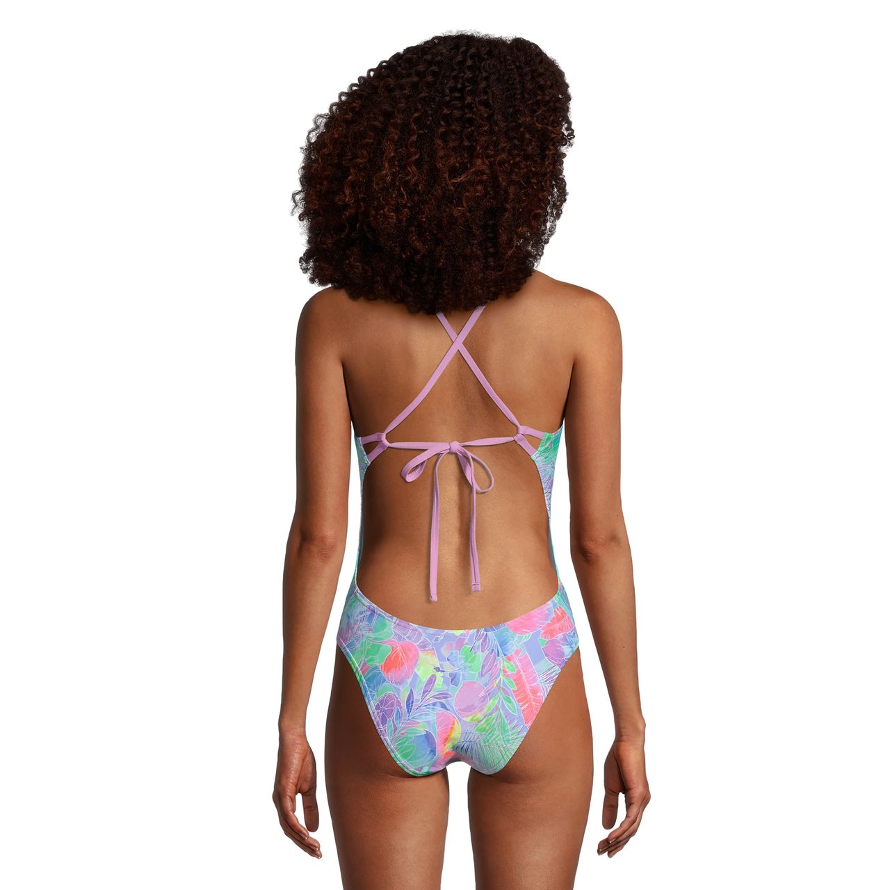 Speedo Women's Floral One-Piece Swimsuit – High Cut, Scoop Neck, Adjustable Strap Bathing Suit Size 34