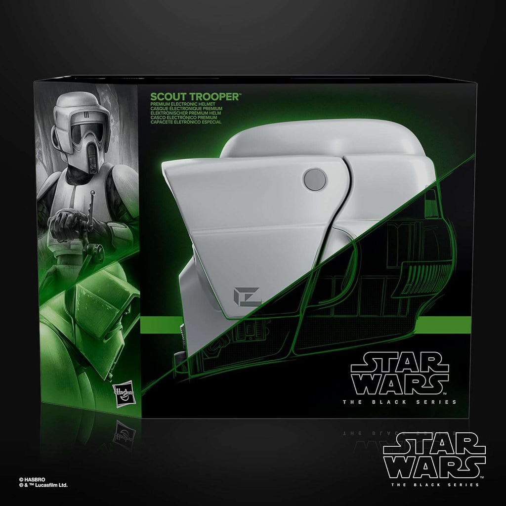 Star Wars The Black Series Scout Trooper premium electronic helmet replica with sound effects and life-size design
