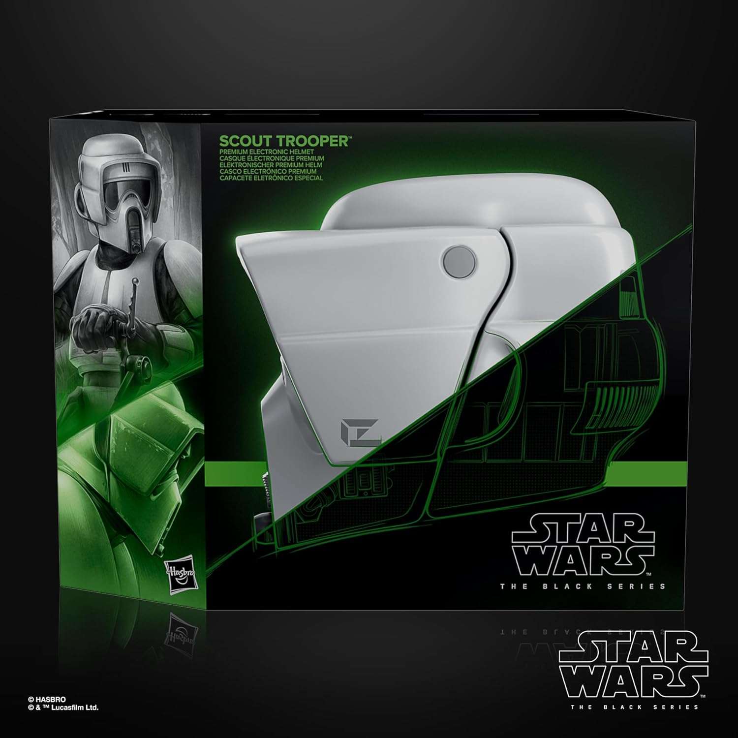 Star Wars The Black Series Scout Trooper premium electronic helmet replica with sound effects and life-size design