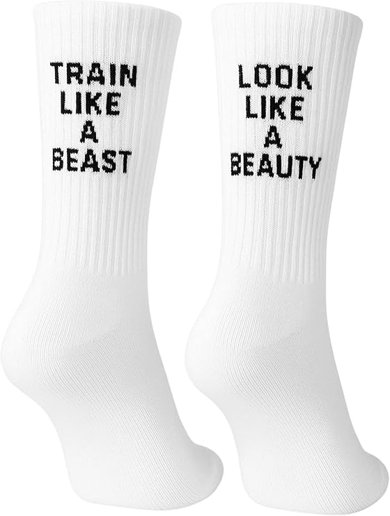 Soul8 Studio Cotton Crew Socks for Running Athletic Gym, Unisex & Women, Fun Inspirational Gift (US, Numeric, 6, 8.5, Regular, Regular, 2 Pairs: Goal Digger & Look Like A Beauty)